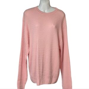 Alex Cannon  Pink Ribbed Women's Sweater Crew Neck 100% Cotton Women's Large